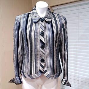 Lafayette 148 Navy Shimmer Striped Blazer Women's Sz 6